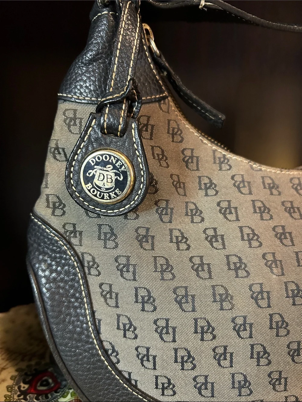 Dooney & Bourke Gray Monogram Hobo Bag